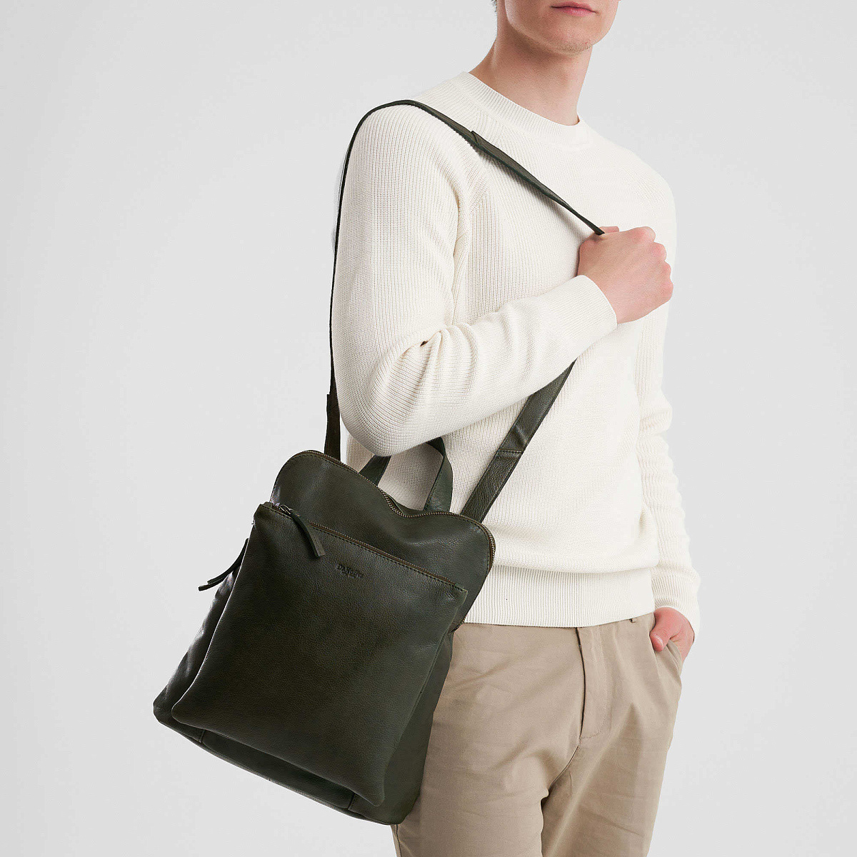 Рюкзак Dr.Koffer из натуральной кожи зеленый