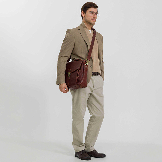 Портфель Dr.Koffer из натуральной кожи светло-коричневый