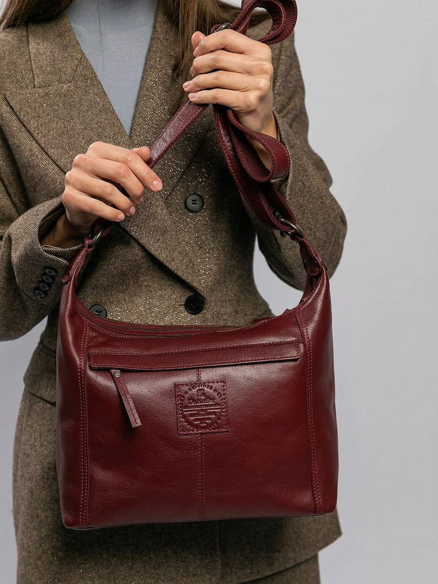 Сумка через плечо Dr.Koffer из натуральной кожи бордовая