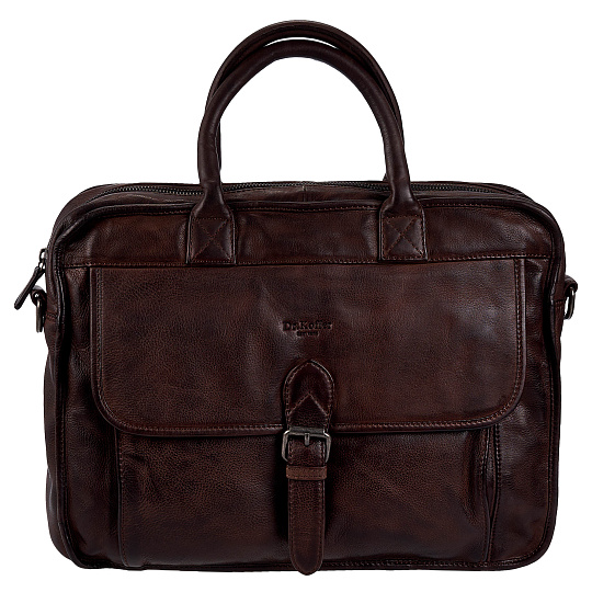 Деловая сумка Dr.Koffer из натуральной кожи темно-коричневая