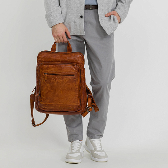 Рюкзак Dr.Koffer из натуральной кожи светло-коричневый