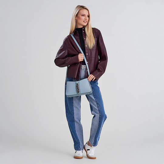 Женская сумка Dr. Koffer из натуральной кожи голубая