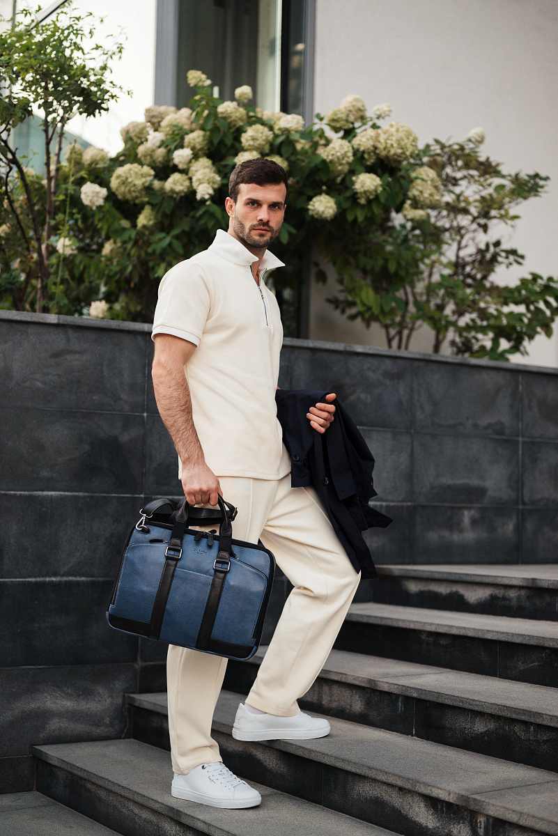 Деловая сумка Dr.Koffer из натуральной кожи синяя