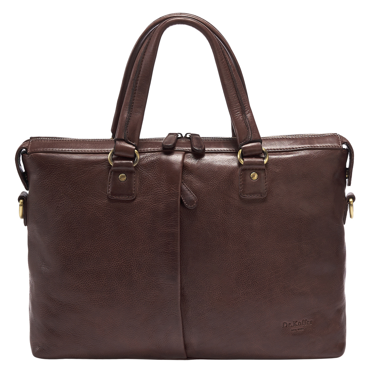 Деловая сумка Dr.Koffer из натуральной кожи темно-коричневая