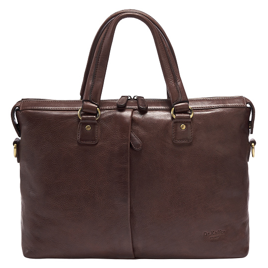 Деловая сумка Dr.Koffer из натуральной кожи темно-коричневая