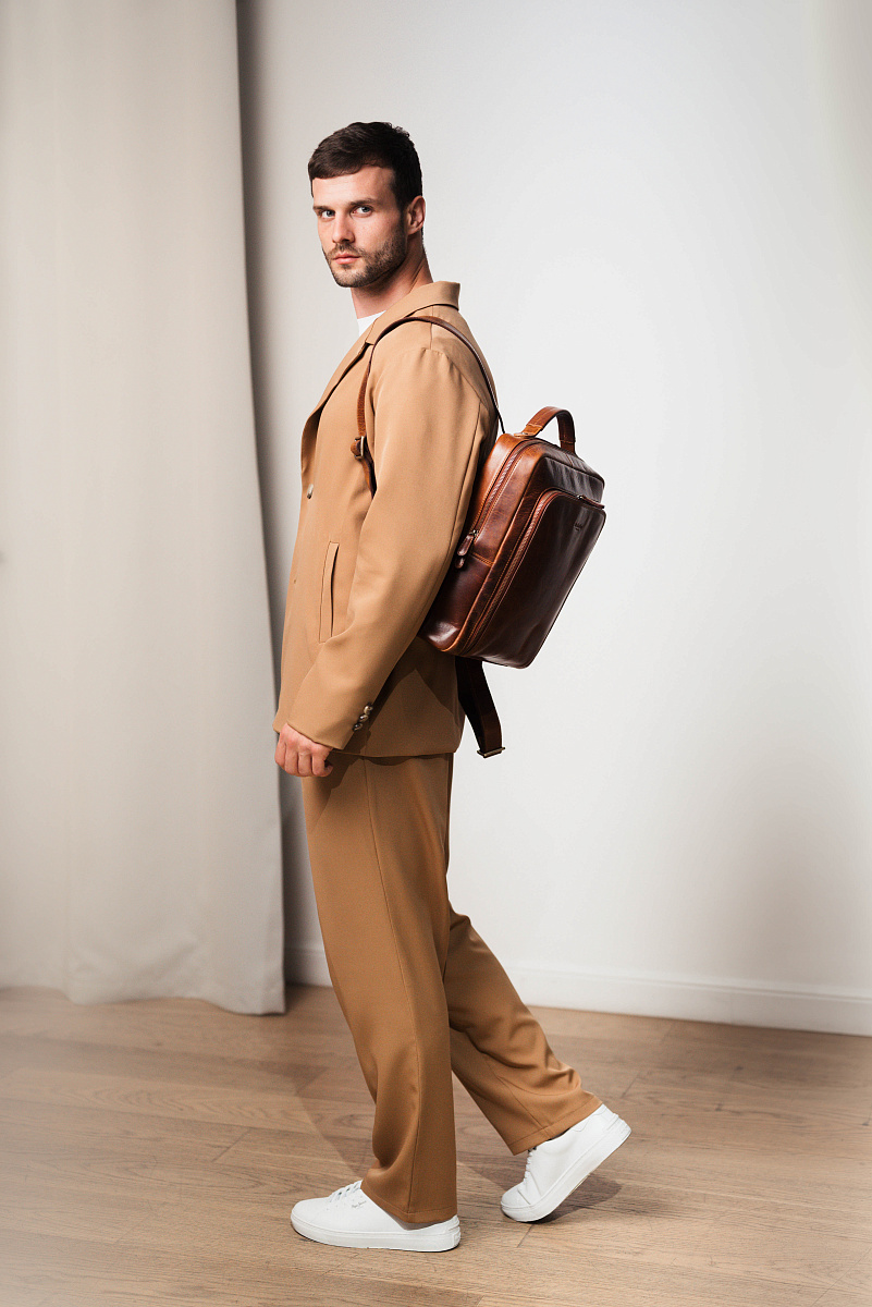 Рюкзак Dr.Koffer из натуральной кожи светло-коричневый