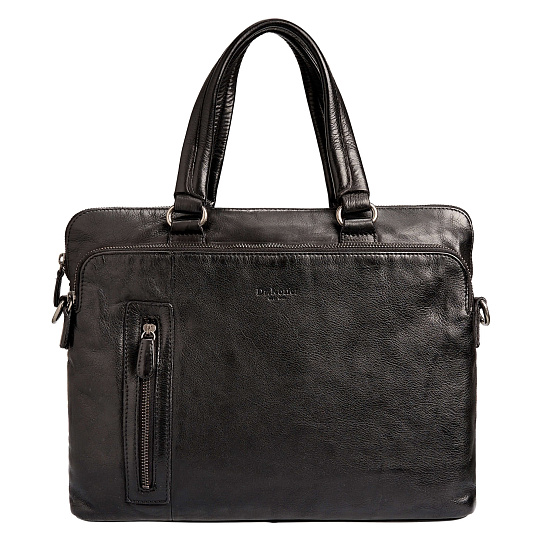Деловая сумка Dr.Koffer из натуральной кожи черная