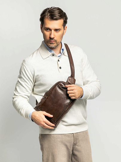 Рюкзак Dr.Koffer из натуральной кожи темно-коричневый