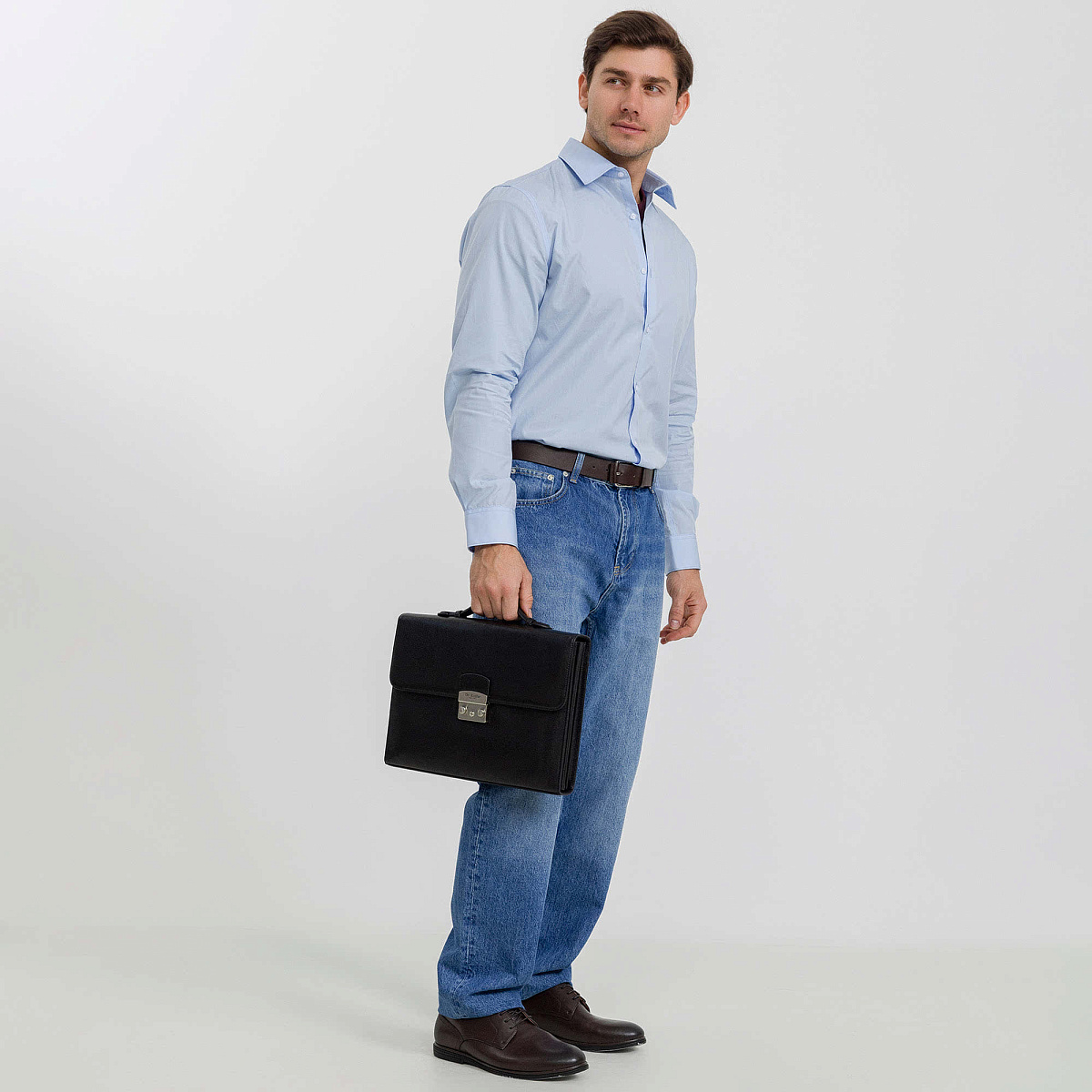 Портфель Dr.Koffer из натуральной кожи черный