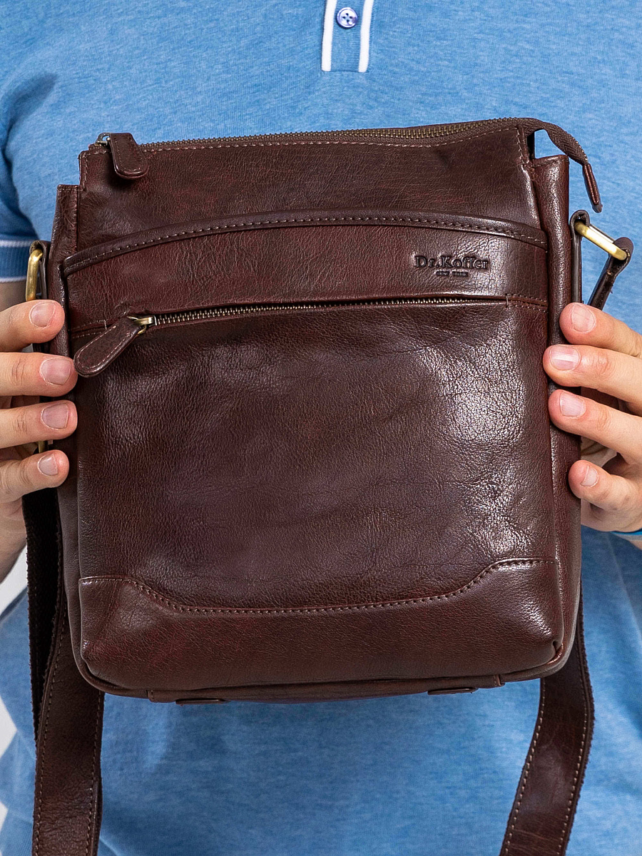 Сумка через плечо Dr.Koffer из натуральной кожи коричневая