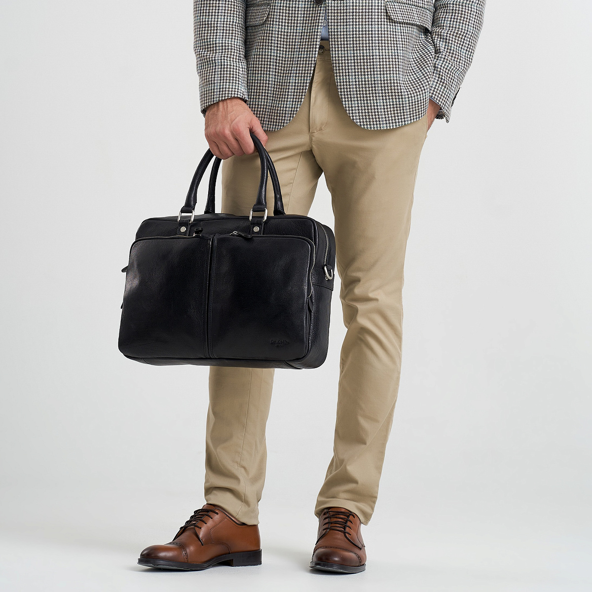 Деловая сумка Dr.Koffer из натуральной кожи черная