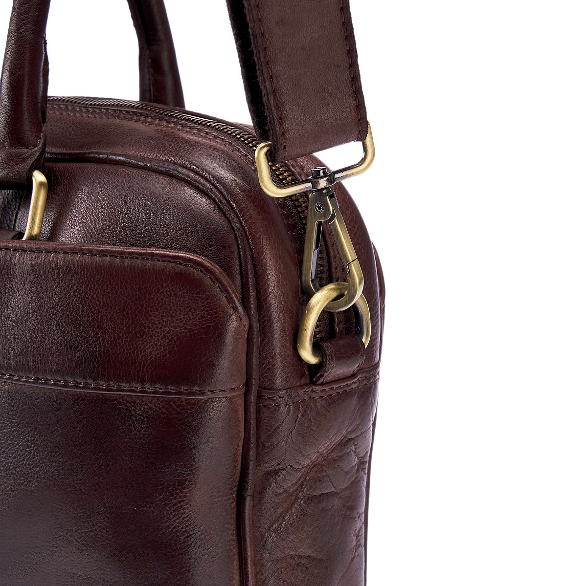 Деловая сумка Dr.Koffer из натуральной кожи темно-коричневая