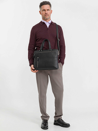 Деловая сумка Dr.Koffer из натуральной кожи черная