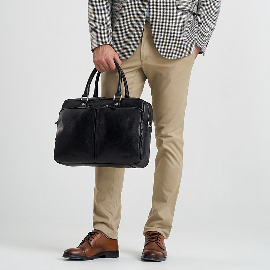 Деловая сумка Dr.Koffer из натуральной кожи черная