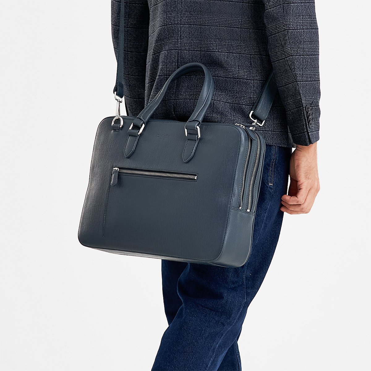 Деловая сумка Dr.Koffer из натуральной кожи синяя