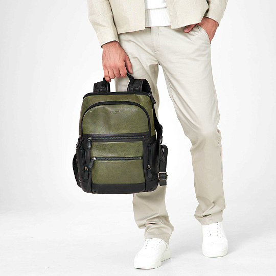 Рюкзак Dr.Koffer из натуральной кожи зеленый