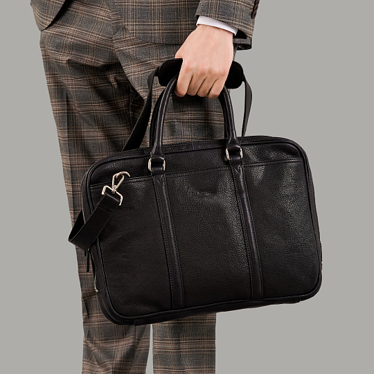 Деловая сумка Dr.Koffer из натуральной кожи черная