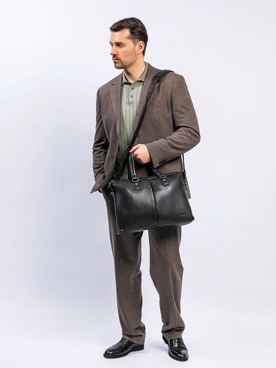 Деловая сумка Dr.Koffer из натуральной кожи черная