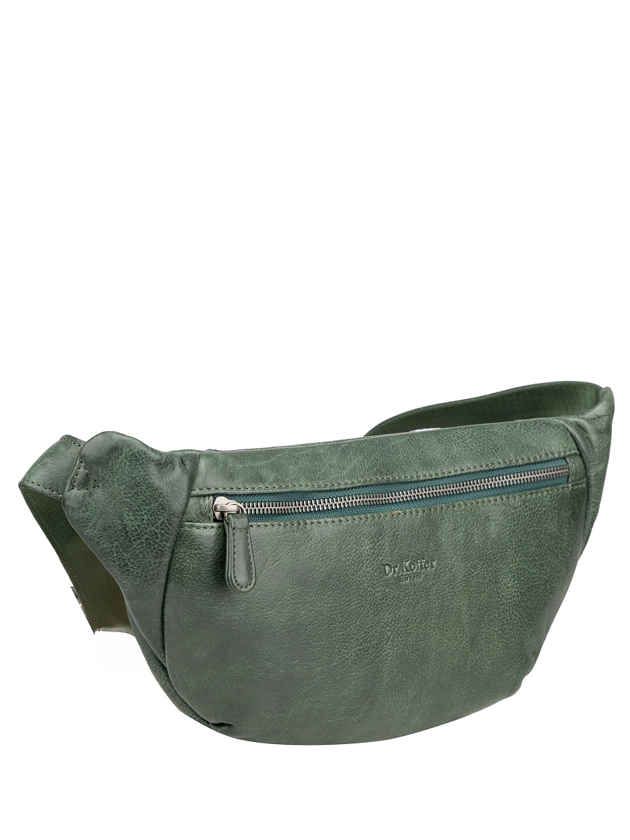 Сумка на пояс Dr. Koffer из натуральной кожи зеленая