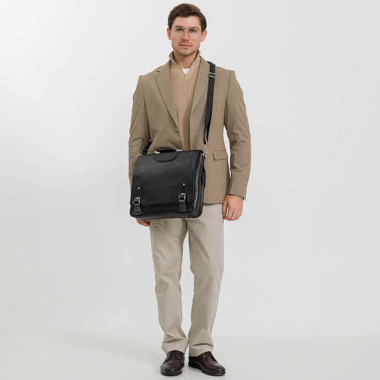 Портфель Dr.Koffer из натуральной кожи черный