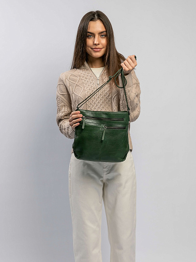 Сумка через плечо Dr.Koffer из натуральной кожи зеленая