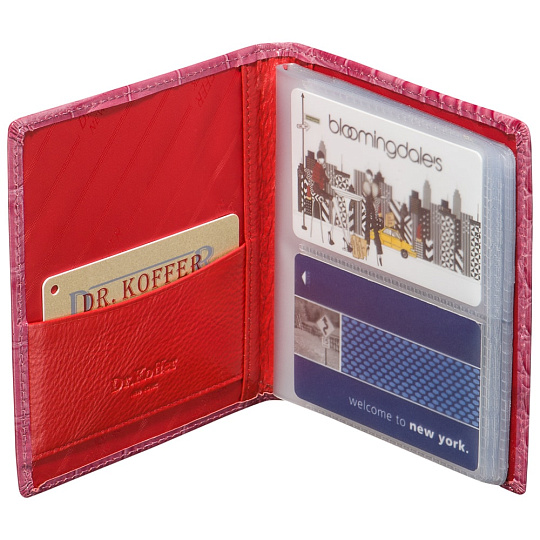 Визитница Dr.Koffer из натуральной кожи розовая