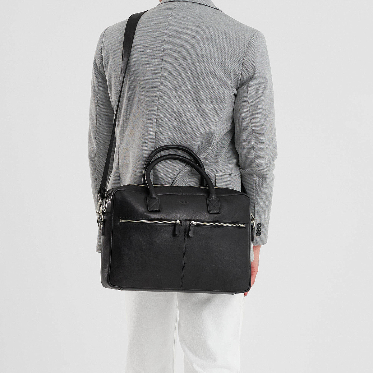 Деловая сумка Dr.Koffer из натуральной кожи черная