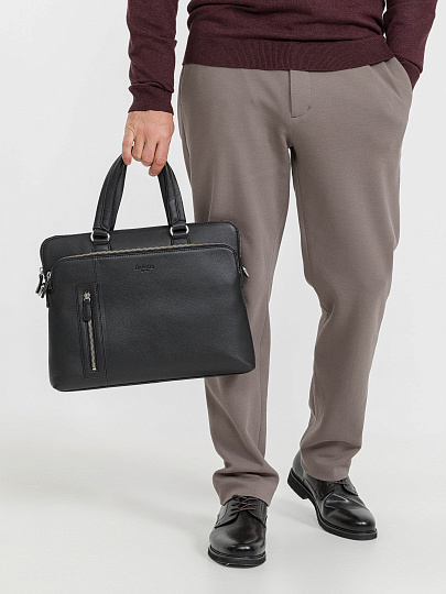 Деловая сумка Dr.Koffer из натуральной кожи черная