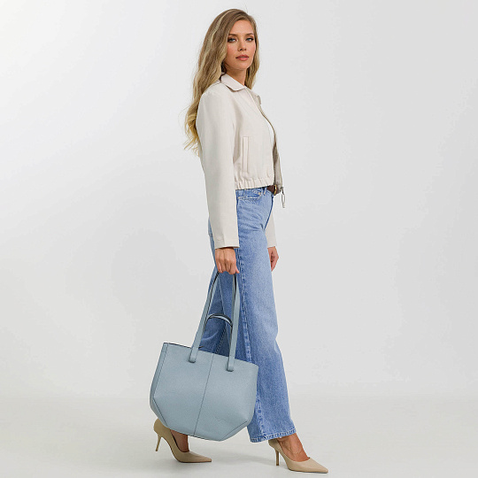 Женская сумка Dr. Koffer из натуральной кожи голубая