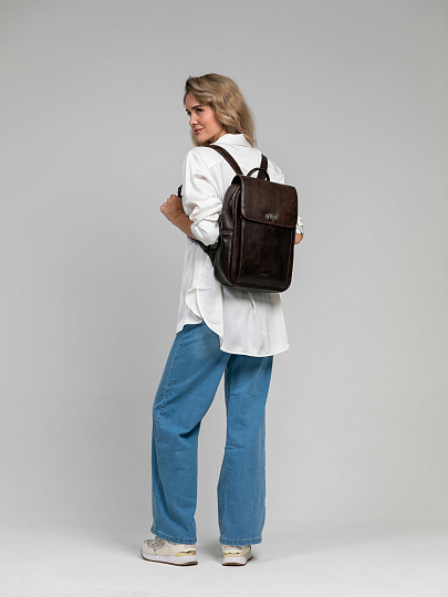 Рюкзак Dr.Koffer из натуральной кожи темно-коричневый