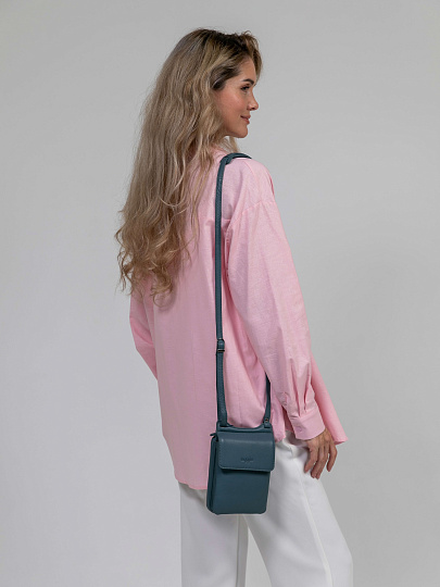 Сумка через плечо Dr.Koffer из натуральной кожи голубая