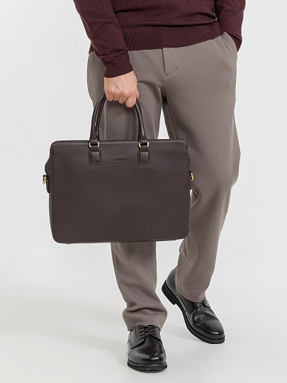 Деловая сумка Dr.Koffer из натуральной кожи темно-коричневая