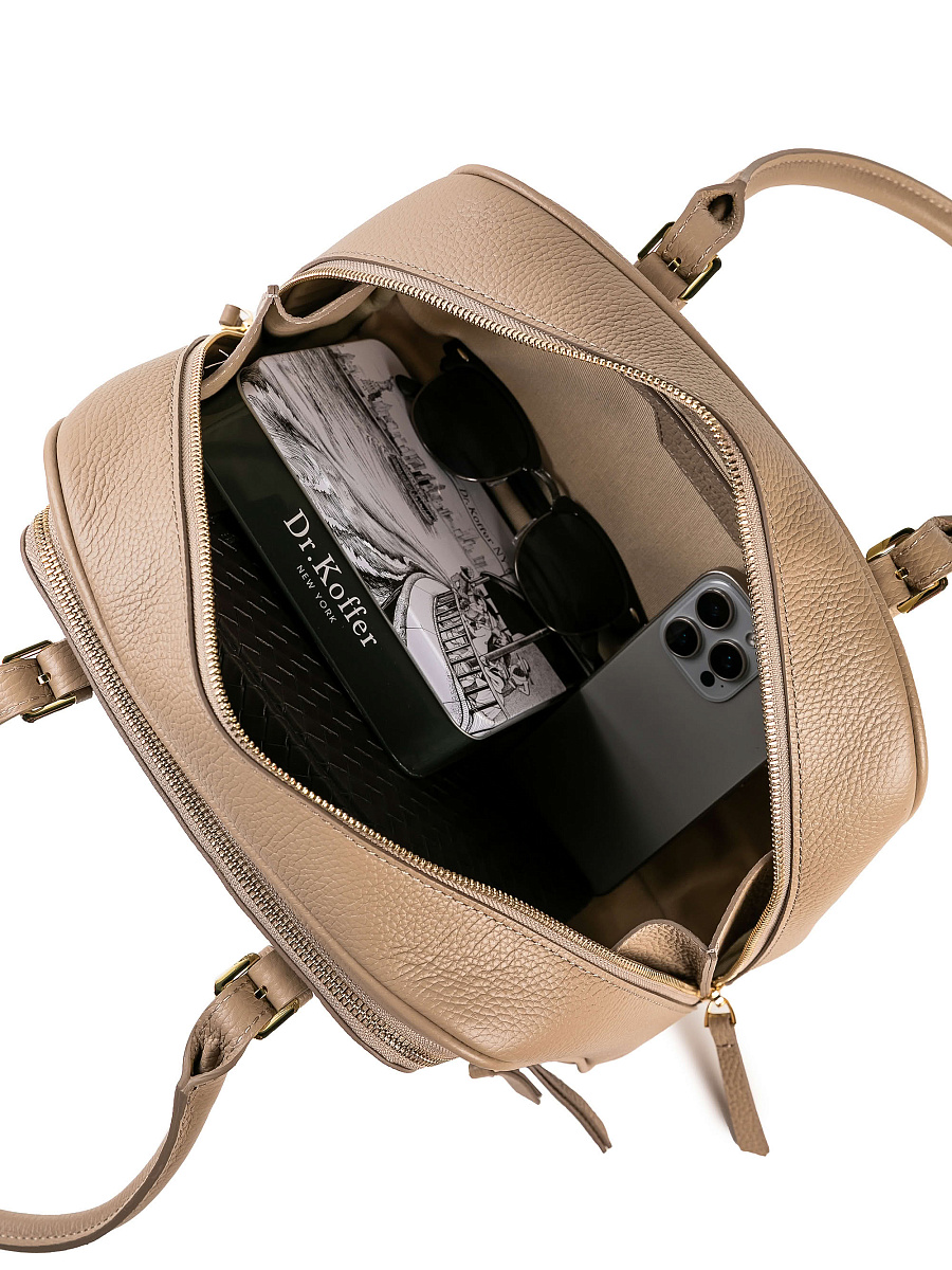 Женская сумка Dr. Koffer из натуральной кожи бежевая