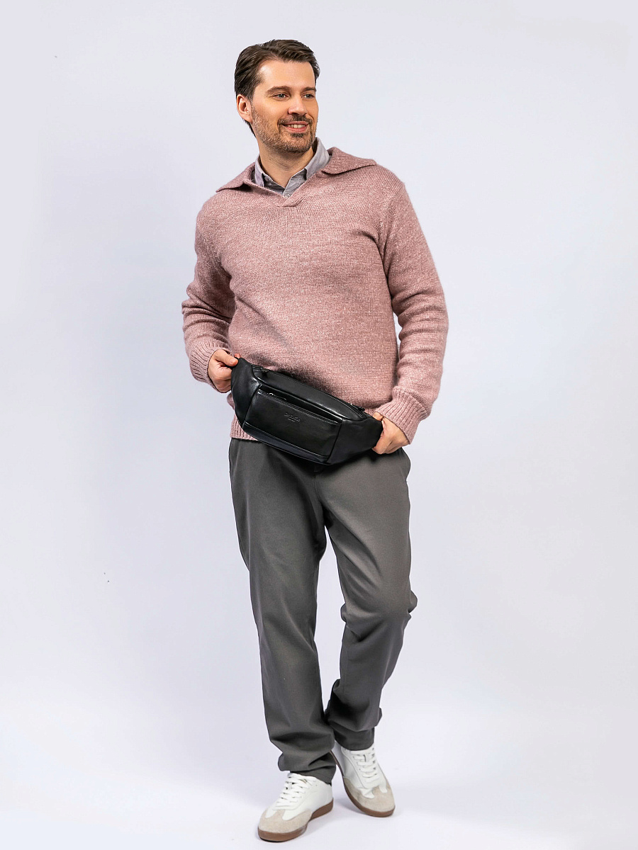 Сумка на пояс Dr. Koffer из натуральной кожи черная