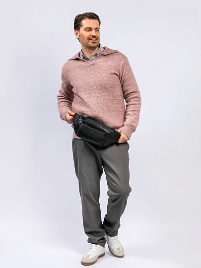 Сумка на пояс Dr. Koffer из натуральной кожи черная