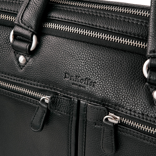 Деловая сумка Dr.Koffer из натуральной кожи черная