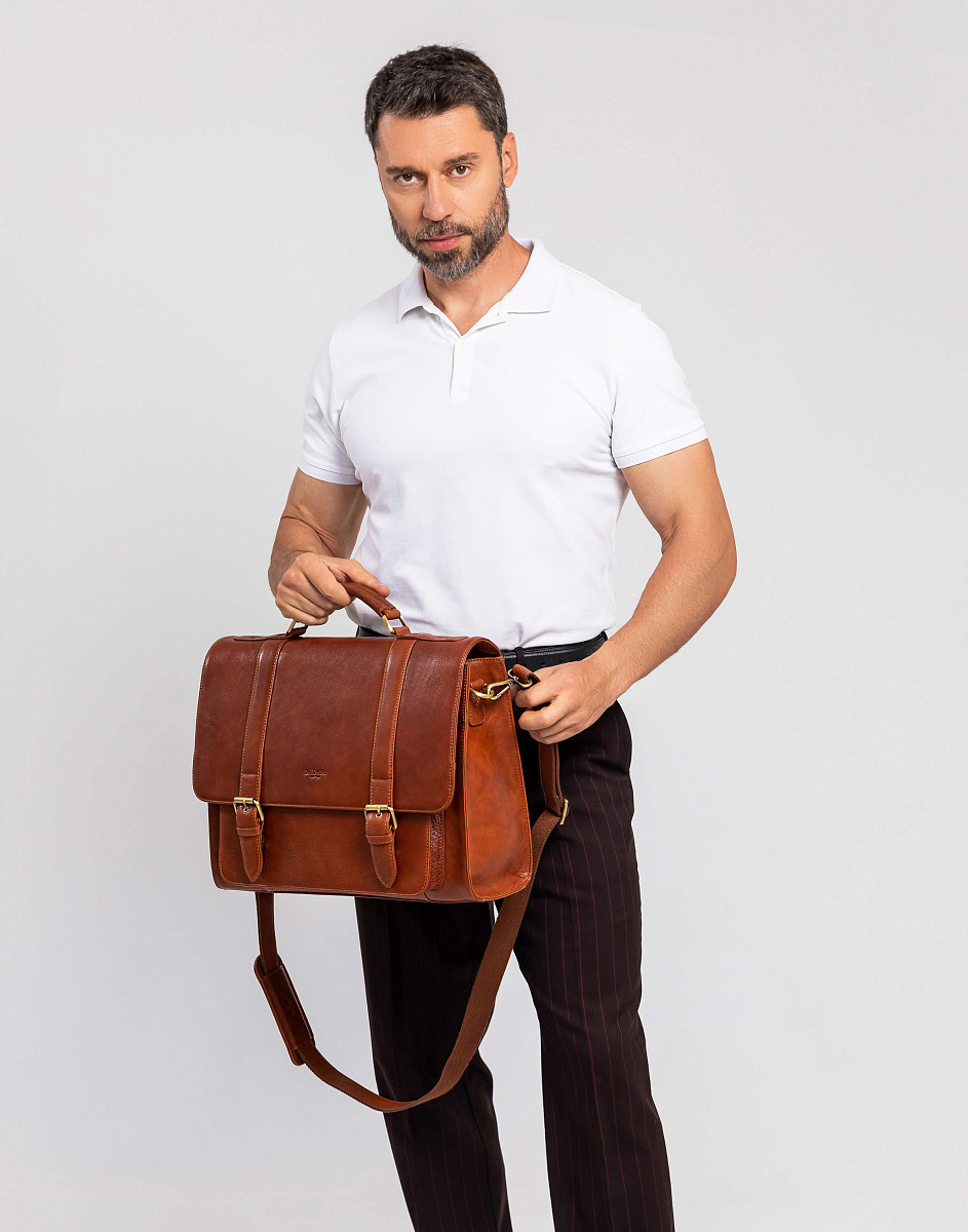 Портфель Dr.Koffer из натуральной кожи светло-коричневый