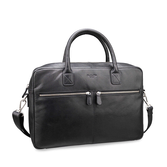 Деловая сумка Dr.Koffer из натуральной кожи черная