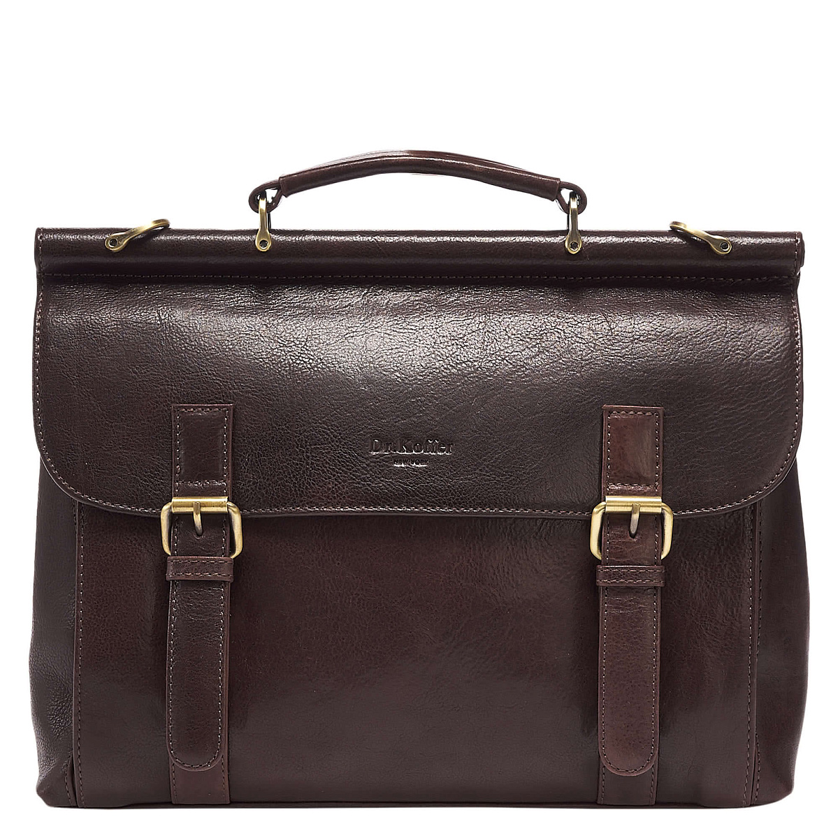 Портфель Dr.Koffer из натуральной кожи темно-коричневый
