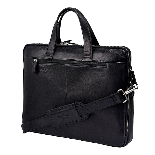 Деловая сумка Dr.Koffer из натуральной кожи черная