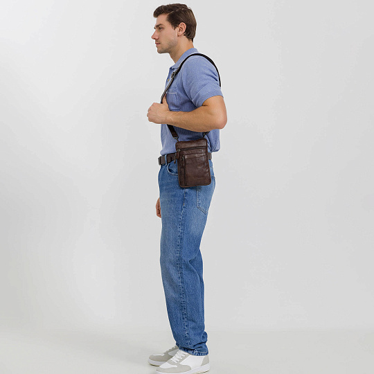 Сумка через плечо Dr.Koffer из натуральной кожи коричневая