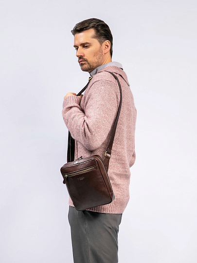 Сумка через плечо Dr. Koffer из натуральной кожи коричневая