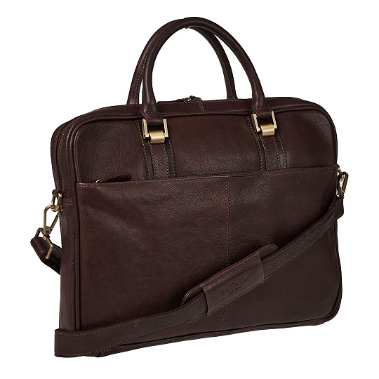 Деловая сумка Dr.Koffer из натуральной кожи темно-коричневая