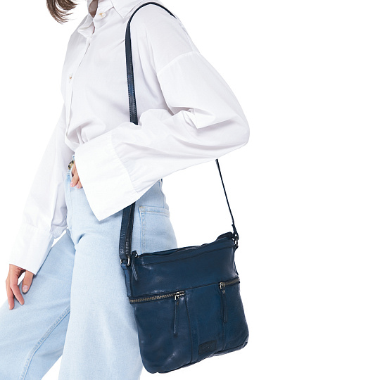 Сумка через плечо Dr.Koffer из натуральной кожи синяя