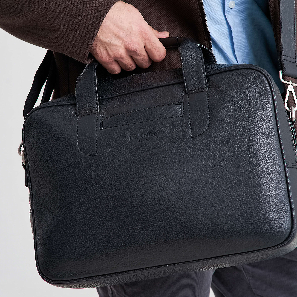 Деловая сумка Dr.Koffer из натуральной кожи черная