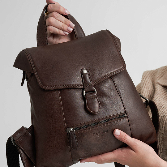 Рюкзак Dr.Koffer из натуральной кожи темно-коричневый