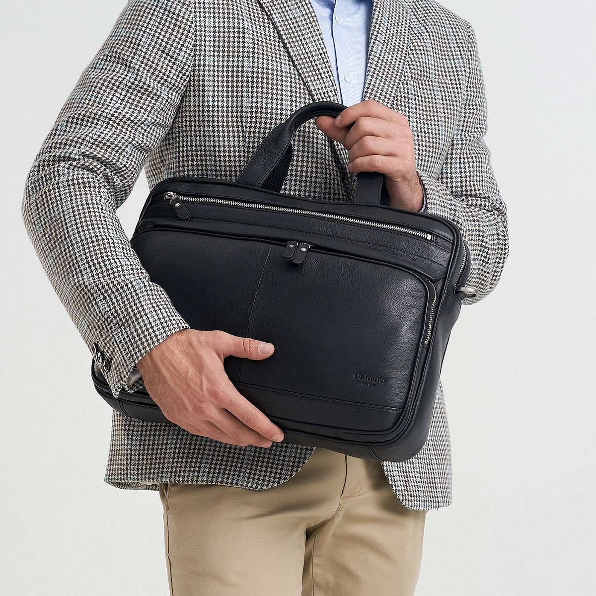 Деловая сумка Dr.Koffer из натуральной кожи черная