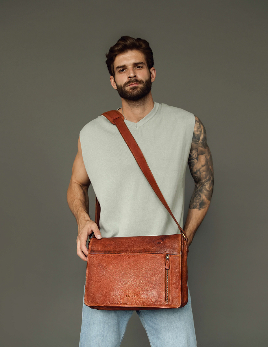 Сумка через плечо Dr.Koffer из натуральной кожи коричневая