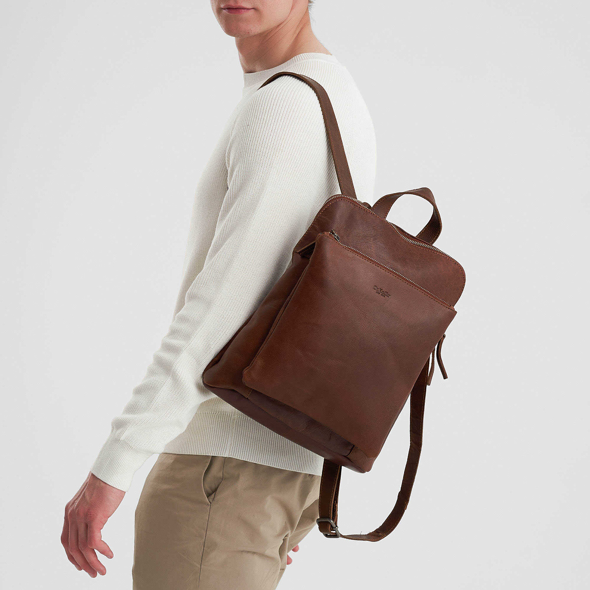 Рюкзак Dr.Koffer из натуральной кожи светло-коричневый