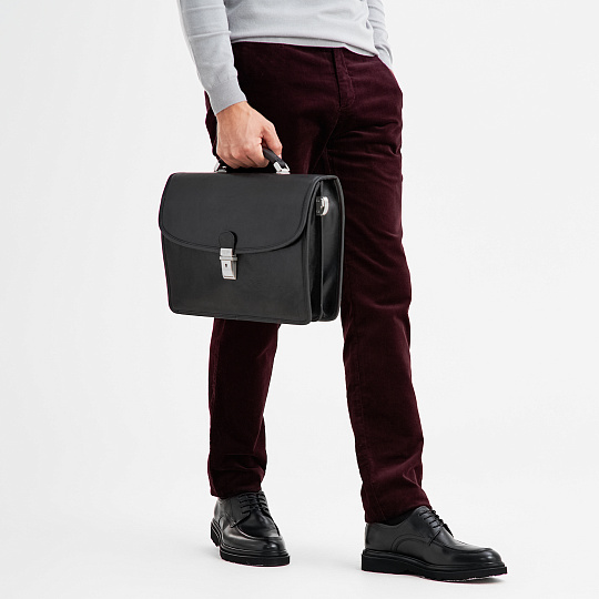 Портфель Dr.Koffer из натуральной кожи черный